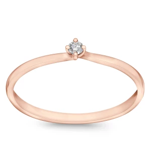 Pierścionek z różowego złota z diamentem - Valentine Valentine - Biżuteria YES