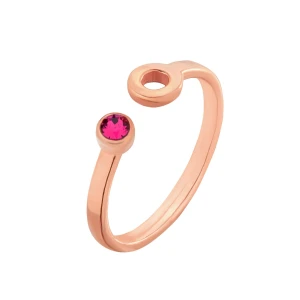 Pierścionek z różowego złota z karmą i kryształkiem Fuchsia SWAROVSKI® CRYSTAL SOTHO