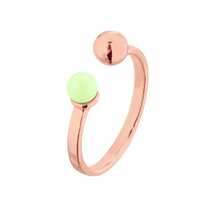 Pierścionek z różowego złota z kuleczką i perłą Pastel Green SWAROVSKI® CRYSTAL SOTHO