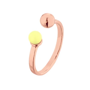 Pierścionek z różowego złota z kuleczką i perłą Pastel Yellow SWAROVSKI® CRYSTAL SOTHO