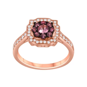 Pierścionek z różowego złota z różowymi szafirami i diamentami Biżuteria YES