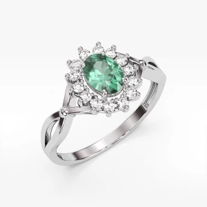 Pierścionek z szmaragdem i diamentami Filipowicz