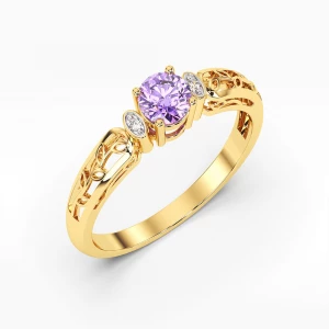 Pierścionek z żółtego złota z ametystem Filipowicz