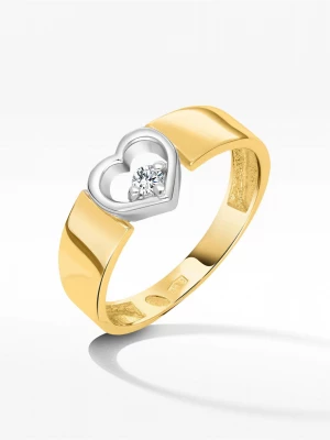 Pierścionek z żółtego złota z brylantem z symbolem serca