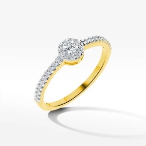 Pierścionek zaręczynowy z żółtego złota zdobiony diamentami Filipowicz