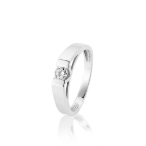 W.KRUK - Pierścionek zaręczynowy złoty Nowoczesny - 0,13 ct
