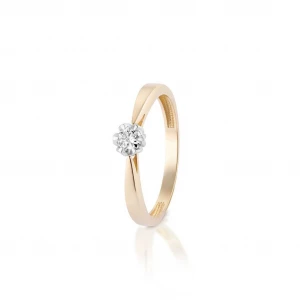 W.KRUK - Pierścionek zaręczynowy złoty Romantyczny - 0,13 ct