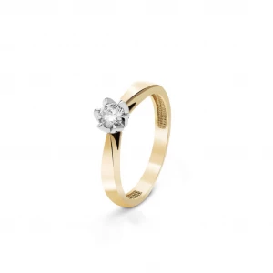 W.KRUK - Pierścionek zaręczynowy złoty Romantyczny - 0,25 ct