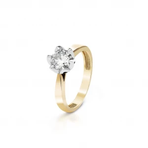 W.KRUK - Pierścionek zaręczynowy złoty Romantyczny - 1,00 ct