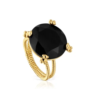 Pierścionek Ze Srebra Pokrytego 18-Karatowym Złotem, Z Onyksem Cachito Mío - Tous Rozmiar