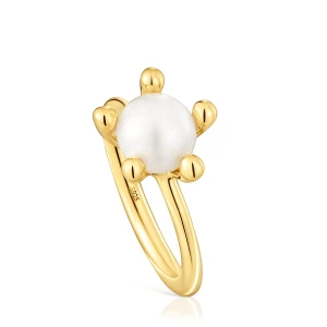 Pierścionek Ze Srebra Pokrytego 18-Karatowym Złotem, Z Perłą Hodowlaną Tous Garden - Tous