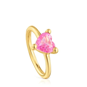 Pierścionek Ze Srebra Pokrytego Złotem 18-Karatowym Z Laboratoryjnie Hodowanym Szafirem Garden Of Love Lgg - Tous Rozmiar