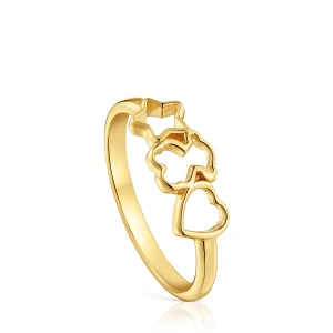 Pierścionek Ze Srebra Powlekanego Złotem 18-Karatowym Z Motywami Tous Motifs - Tous Rozmiar