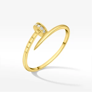 Pierścionek ze złota gwóźdź z białymi cyrkoniami Filipowicz