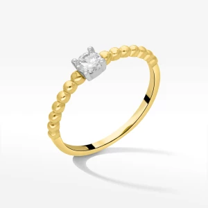 Pierścionek ze złota kulki z białą cyrkonią Filipowicz