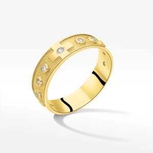 Pierścionek ze złota różaniec z białymi cyrkoniami Filipowicz