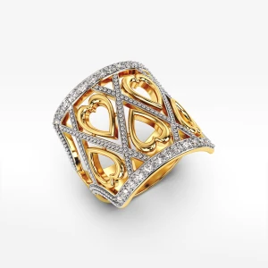 Pierścionek ze złota serce z białymi cyrkoniami Filipowicz