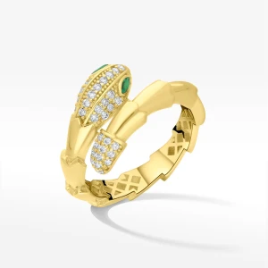 Pierścionek ze złota wąż z białymi cyrkoniami Filipowicz