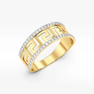 Pierścionek ze złota z białymi cyrkoniami i wzorem greckim Filipowicz