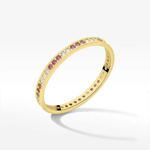 Pierścionek ze złota z białymi i różowymi cyrkoniami Filipowicz