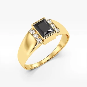 Pierścionek ze złota z czarną i białymi cyrkoniami Filipowicz