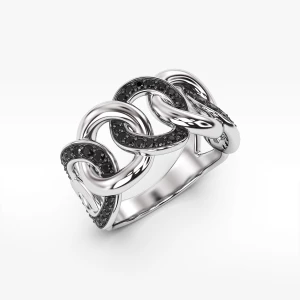 Pierścionek ze złota z czarnymi cyrkoniami Filipowicz