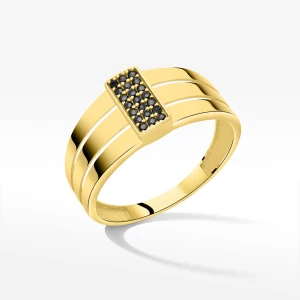 Pierścionek ze złota z czarnymi cyrkoniami Filipowicz