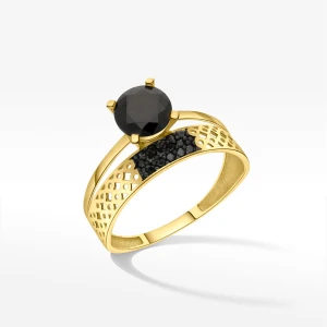 Pierścionek ze złota z czarnymi cyrkoniami Filipowicz