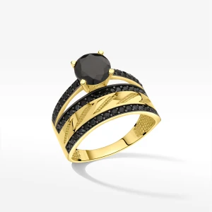 Pierścionek ze złota z czarnymi cyrkoniami Filipowicz