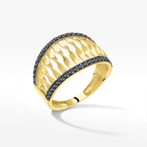 Pierścionek ze złota z czarnymi cyrkoniami Filipowicz