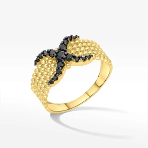 Pierścionek ze złota z czarnymi cyrkoniami Filipowicz