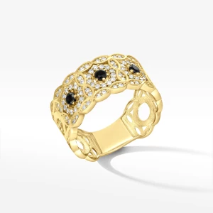Pierścionek ze złota z czarnymi i białymi cyrkoniami Filipowicz