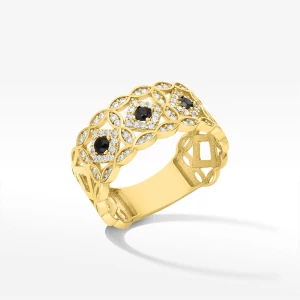 Pierścionek ze złota z czarnymi i białymi cyrkoniami Filipowicz