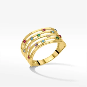 Pierścionek ze złota z kolorowymi cyrkoniami Filipowicz