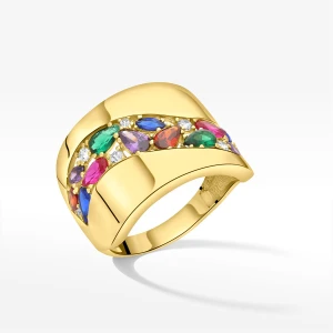 Pierścionek ze złota z kolorowymi cyrkoniami Filipowicz