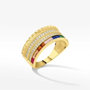Pierścionek ze złota z kolorowymi cyrkoniami Filipowicz