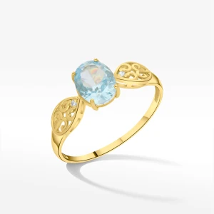 Pierścionek ze złota z niebieską cyrkonią Filipowicz