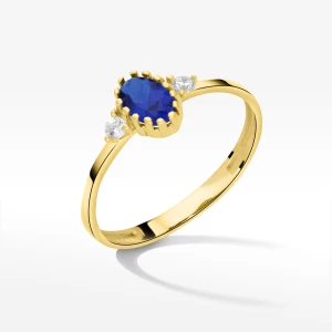 Pierścionek ze złota z niebieską i białymi cyrkoniami Filipowicz