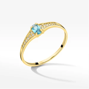 Pierścionek ze złota z niebieską i białymi cyrkoniami Filipowicz