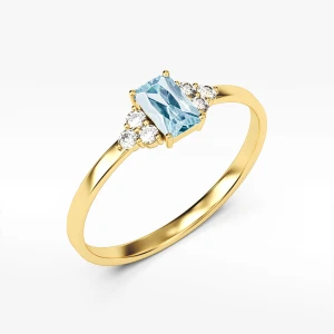 Pierścionek ze złota z niebieską i białymi cyrkoniami Filipowicz