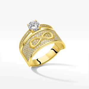 Pierścionek ze złota z nieskończonością i białymi cyrkoniami Filipowicz