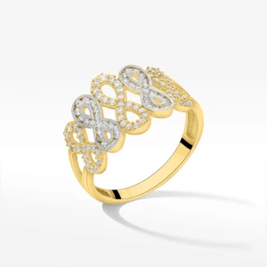 Pierścionek ze złota z nieskończonościami i cyrkoniami Filipowicz