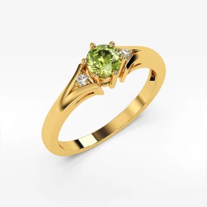 Pierścionek ze złota z oliwinem i diamentami Filipowicz