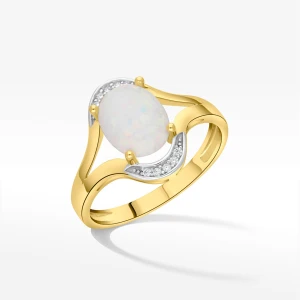 Pierścionek ze złota z opalem i białymi cyrkoniami Filipowicz