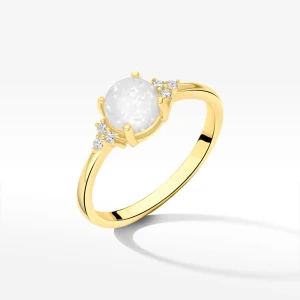 Pierścionek ze złota z opalem i białymi cyrkoniami Filipowicz