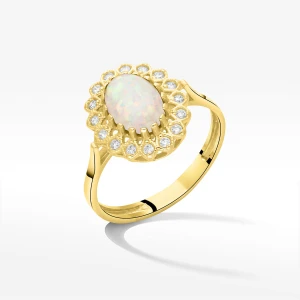 Pierścionek ze złota z opalem i białymi cyrkoniami Filipowicz
