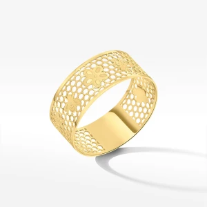 Pierścionek ze złota z pszczółkami i kwiatkami Filipowicz