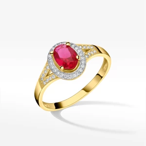 Pierścionek ze złota z różową i białymi cyrkoniami Filipowicz