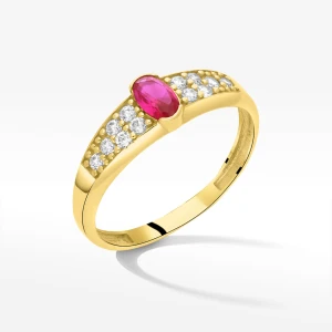 Pierścionek ze złota z różową i białymi cyrkoniami Filipowicz