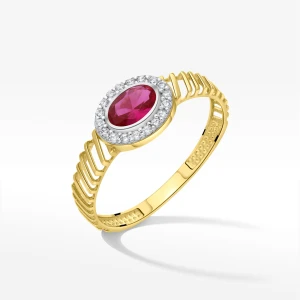 Pierścionek ze złota z różową i białymi cyrkoniami Filipowicz